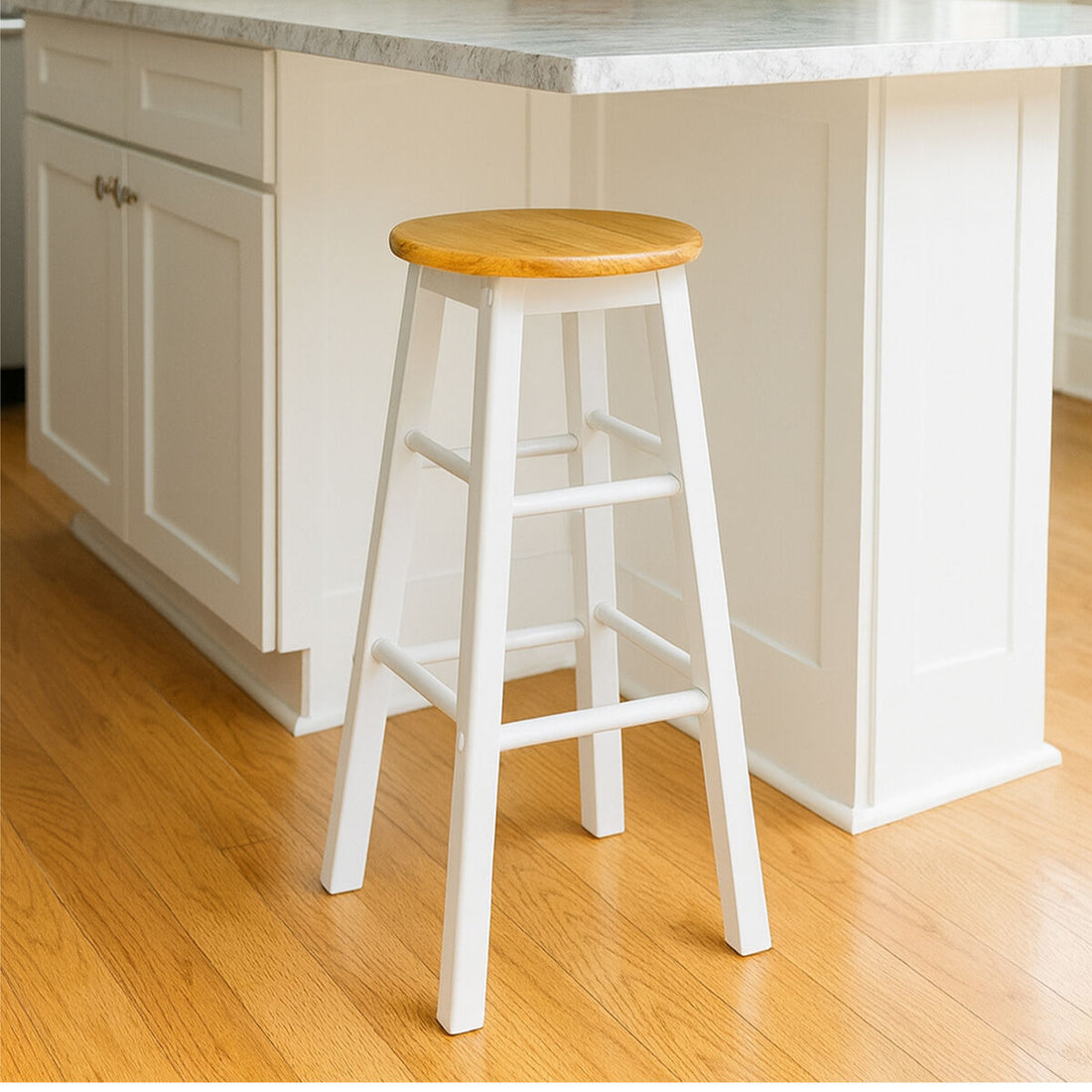 Chester White and Natural Wooden Kitchen or Bar Stool