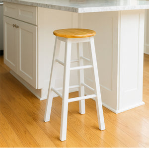 Chester White and Natural Wooden Kitchen or Bar Stool