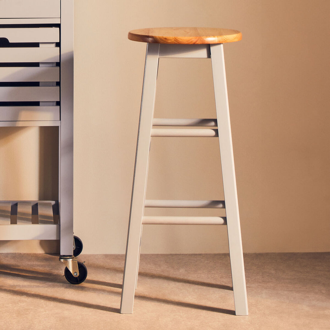 Chester Natural and Grey Wood Bar or Kitchen Stool - image 1