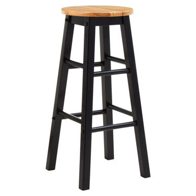 Chester Black and Natural Wooden Kitchen/Bar Stool
