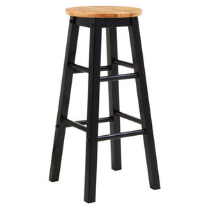 Chester Black and Natural Wooden Kitchen/Bar Stool