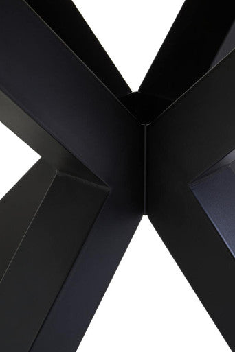 Salford Black Wood Veneer Round Dining Table With  Metal Legs