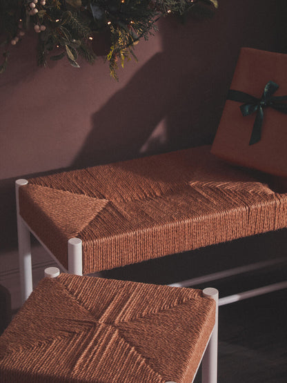 Bandar Small Natural Rope and White Wood Bench - Image 11