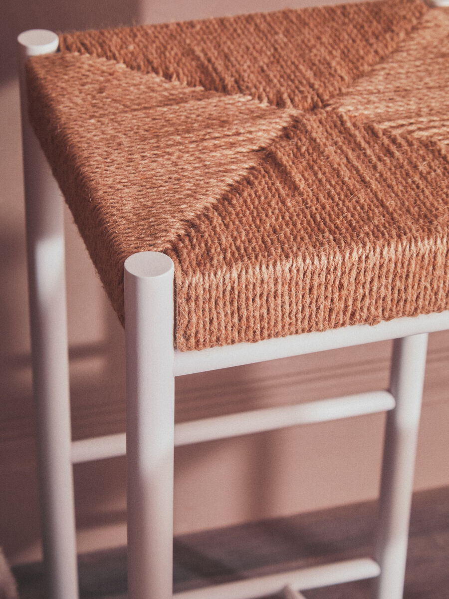 Bandar Natural Rope and White Bar Stool
