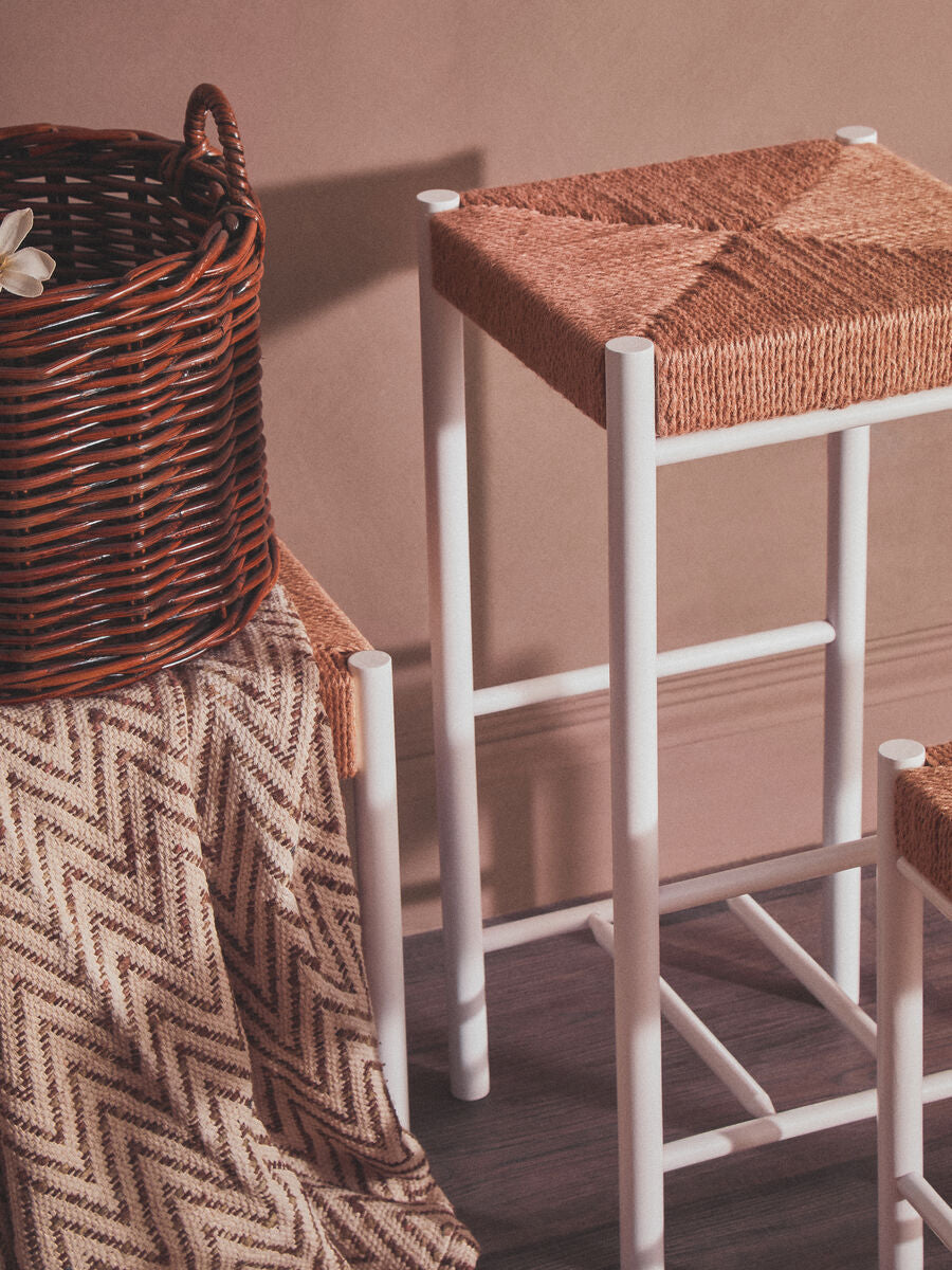 Bandar Natural Rope and White Bar Stool