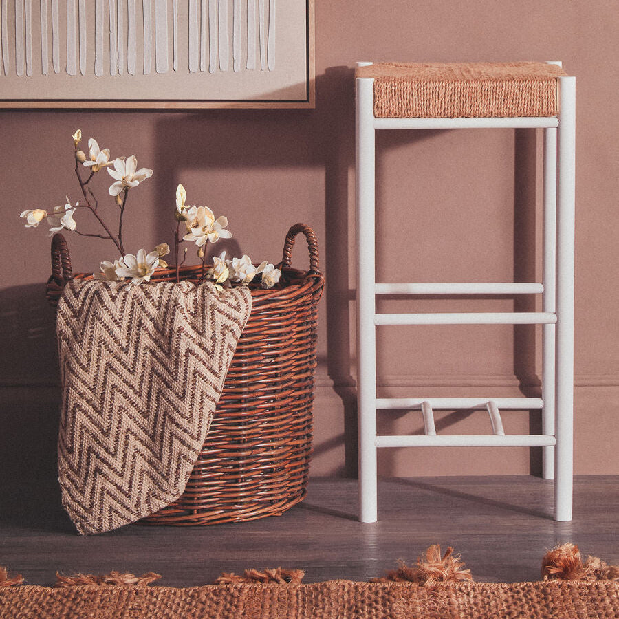Bandar Natural Rope and White Bar Stool
