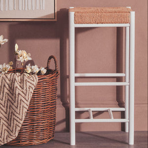 Bandar Natural Rope and White Bar Stool