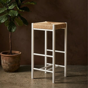 Bandar Natural Rope and White Bar Stool