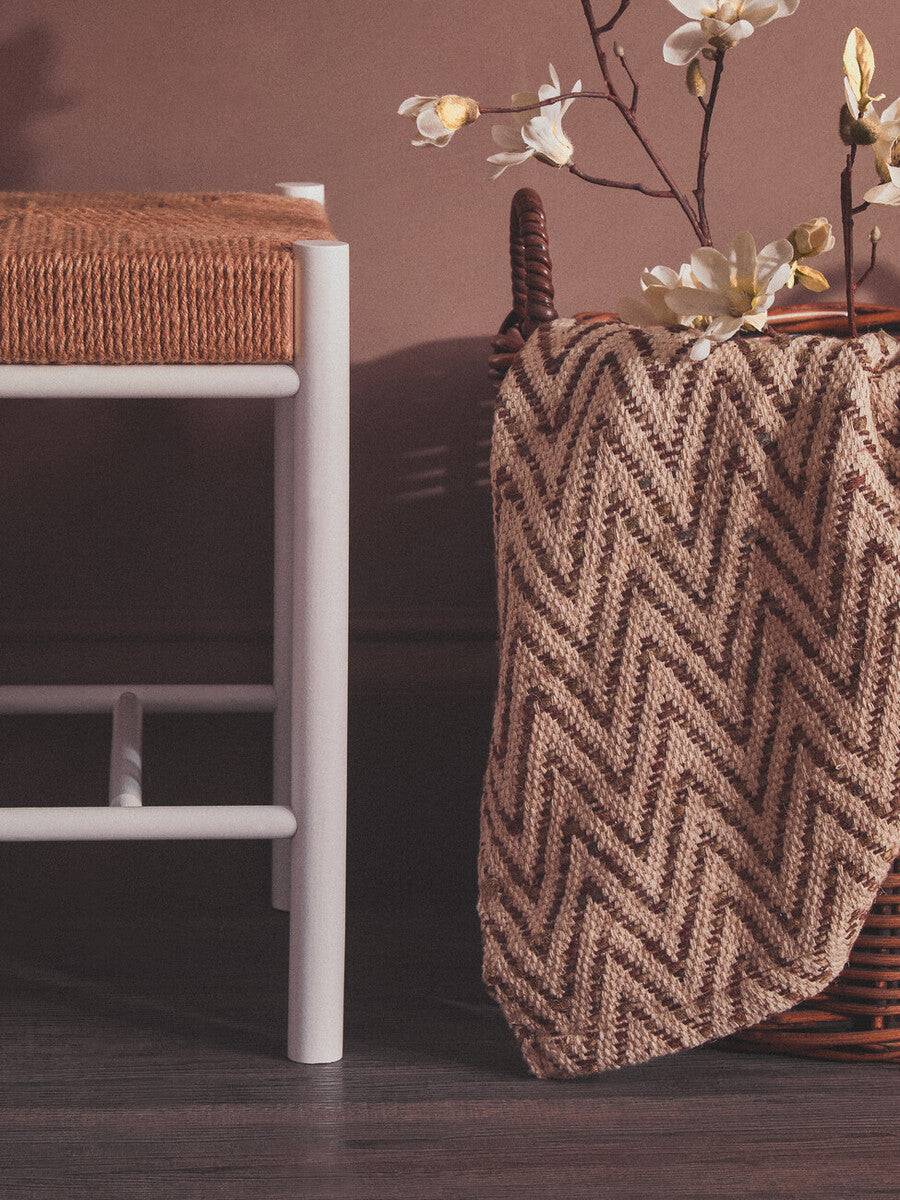 Bandar Natural Rope and White Wood Stool - Image 12