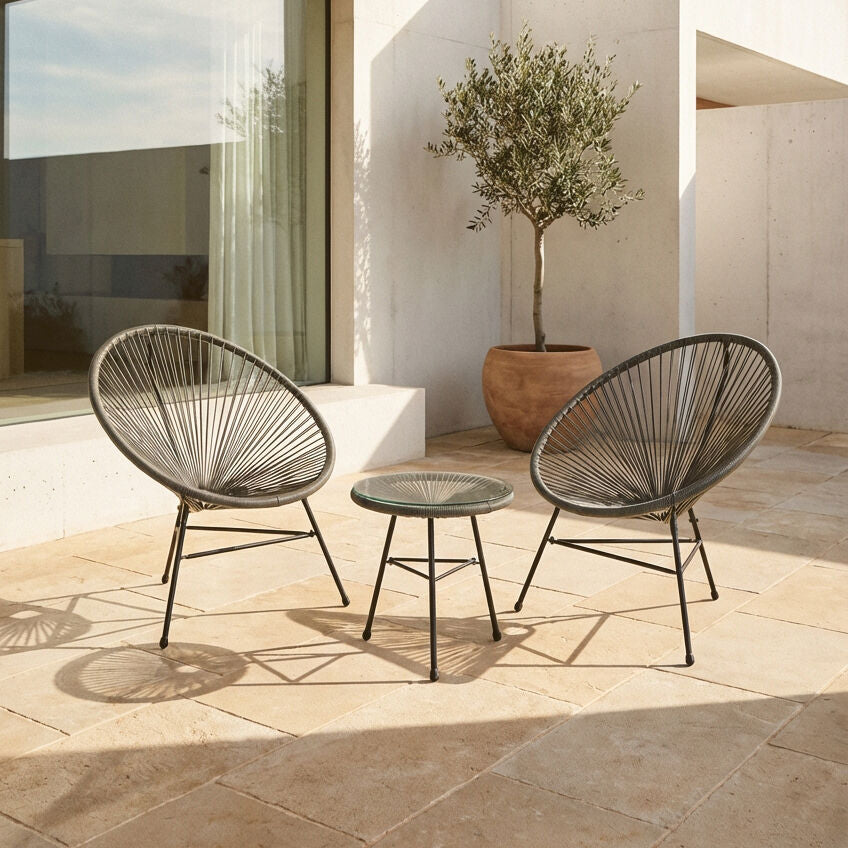 Miami Grey 3 Piece Rattan Patio Set - Image 1