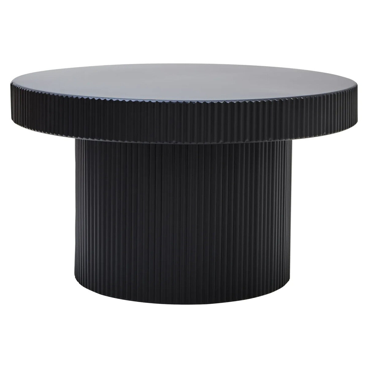 Black ribbed coffee table on a white background