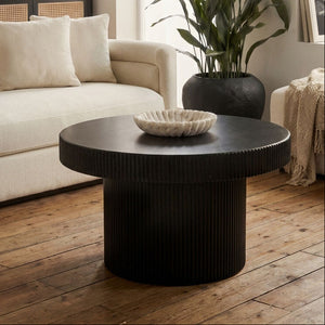 Trento Black Metal Round Coffee Table with Ridge Detail