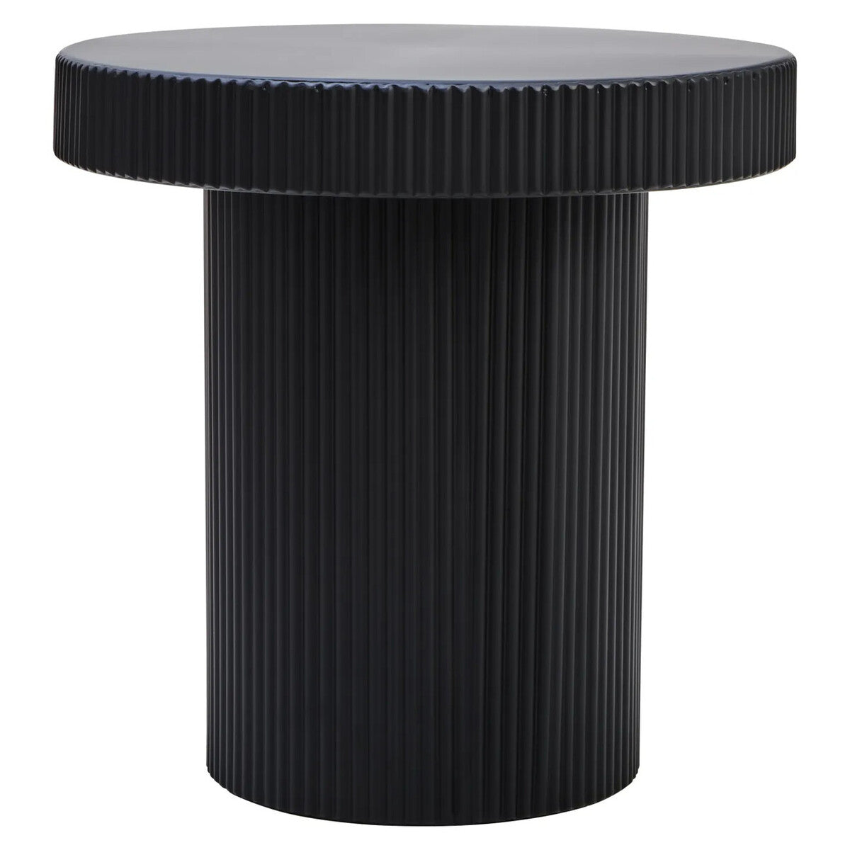 Trento Black Metal Round Ridge Detail Side Table