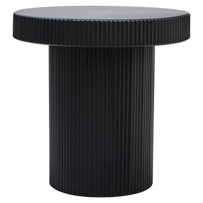 Trento Black Metal Round Ridge Detail Side Table