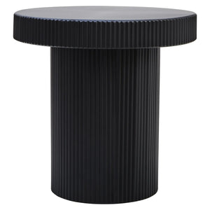 Trento Black Metal Round Ridge Detail Side Table