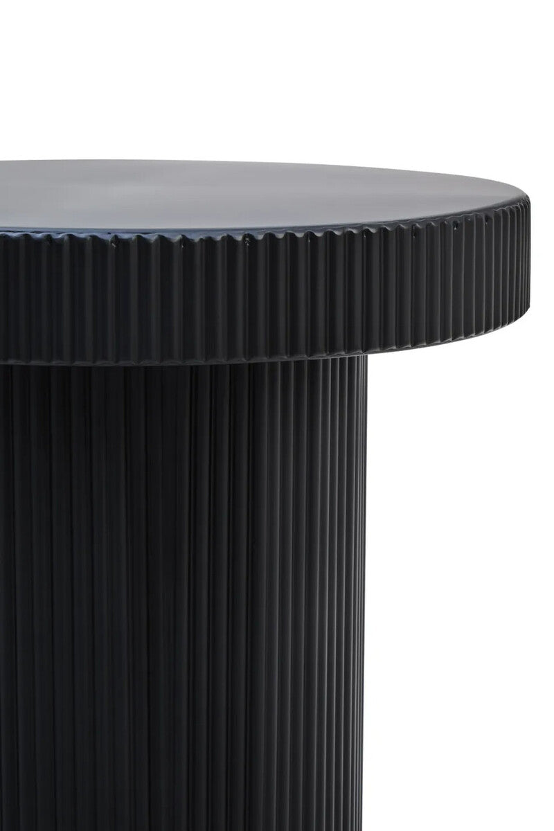 Trento Black Metal Round Ridge Detail Side Table