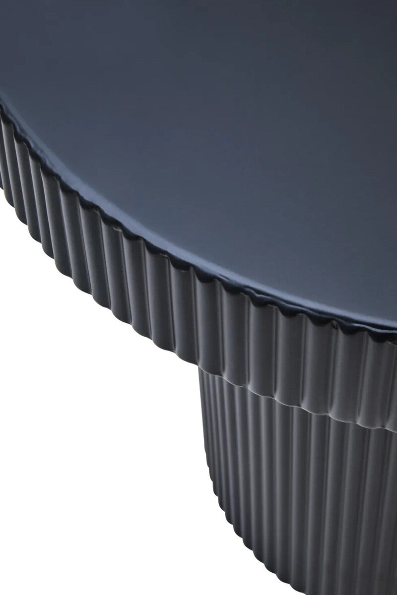 Trento Black Metal Round Ridge Detail Side Table