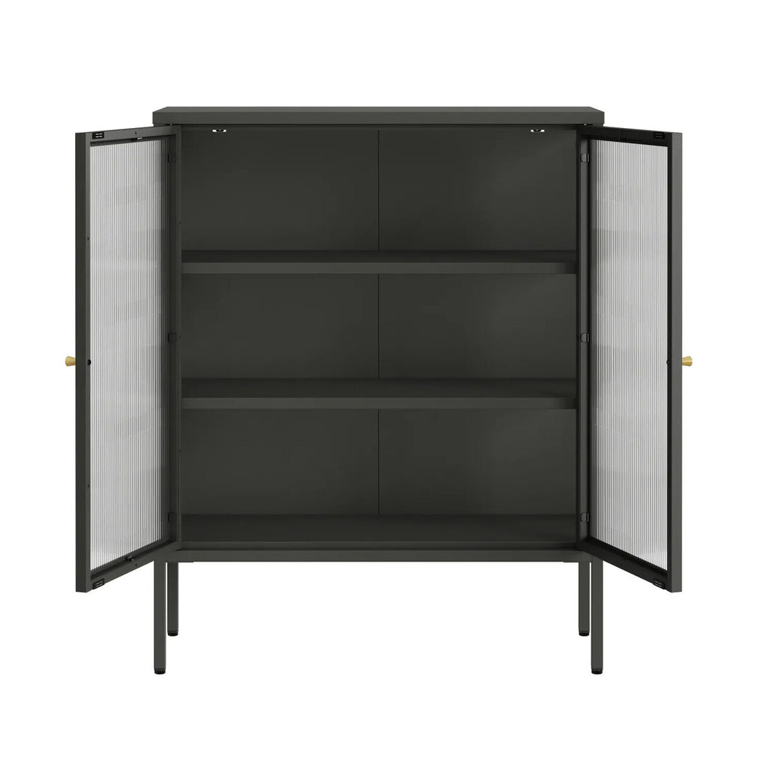 Addison Black Metal and Fluted Glass Door Cabinet