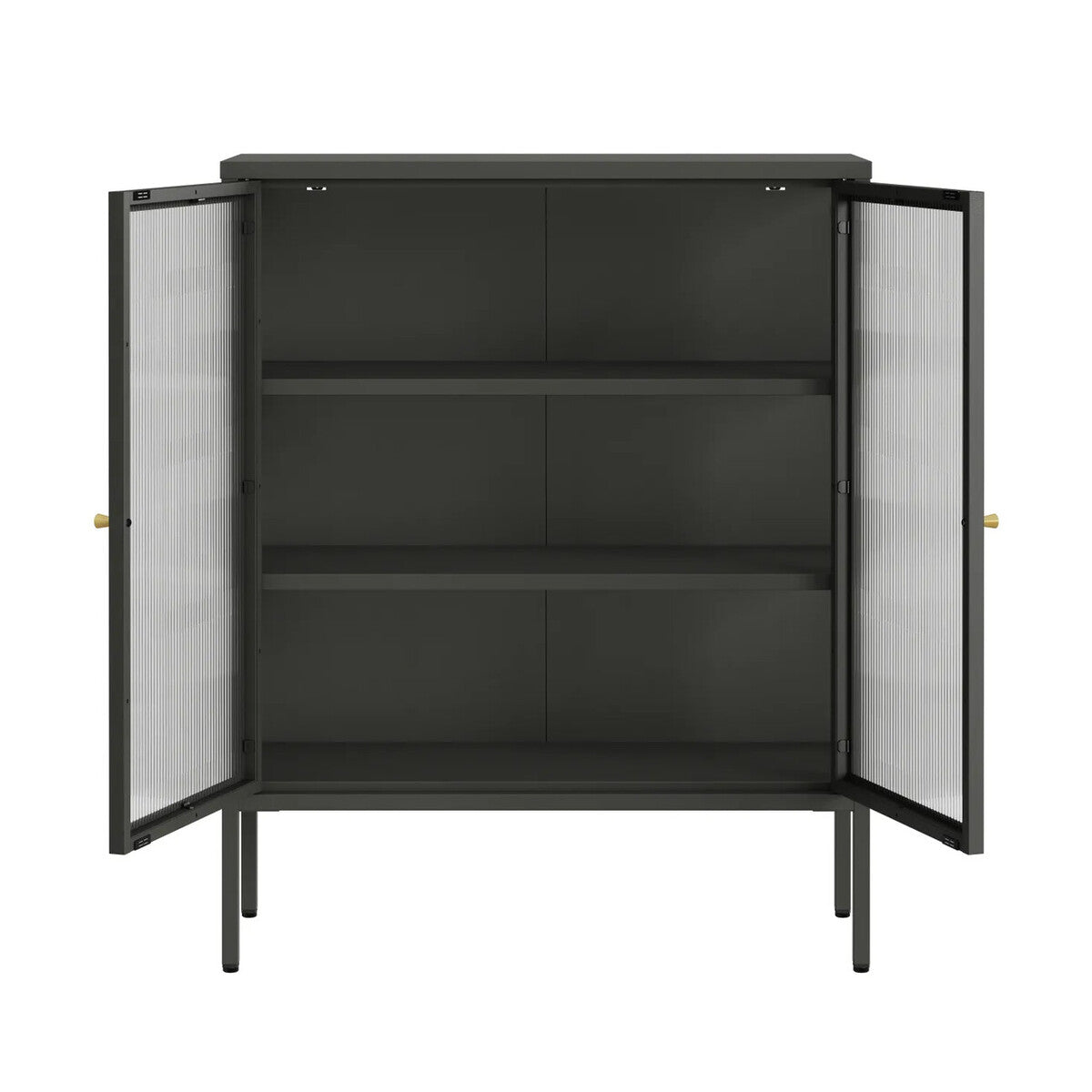 Addison Black Metal and Fluted Glass Door Cabinet