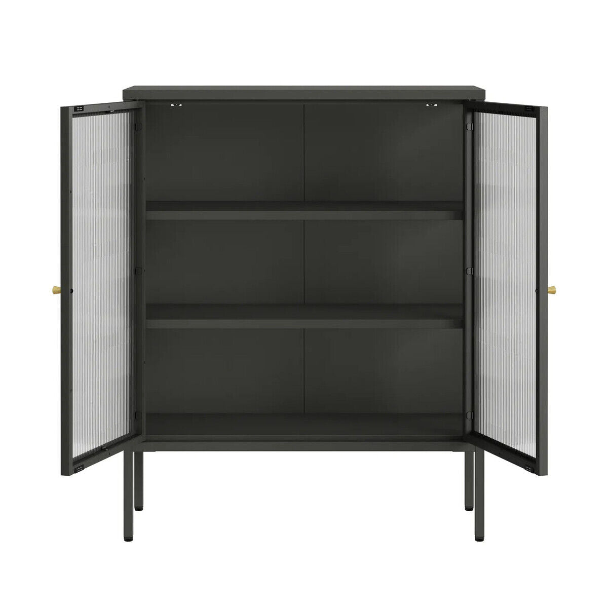 Addison Black Metal and Fluted Glass Door Cabinet