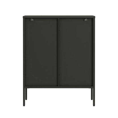 Addison Black Metal and Fluted Glass Door Cabinet