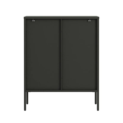 Addison Black Metal and Fluted Glass Door Cabinet