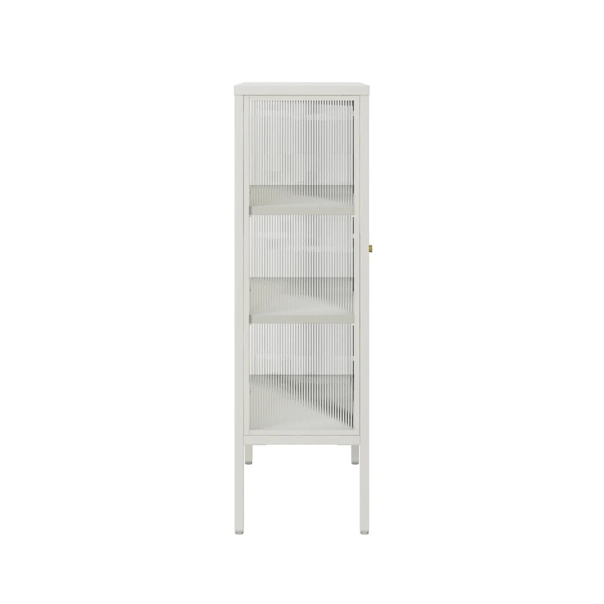 Addison Warm White Metal and Fluted Glass Door Cabinet
