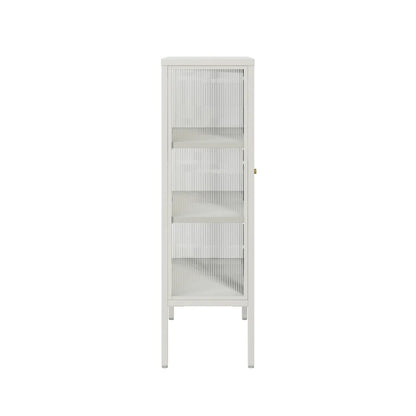 Addison Warm White Metal and Fluted Glass Door Cabinet