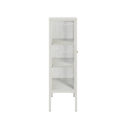 Addison Warm White Metal and Fluted Glass Door Cabinet