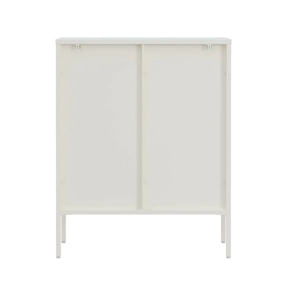 Addison Warm White Metal and Fluted Glass Door Cabinet