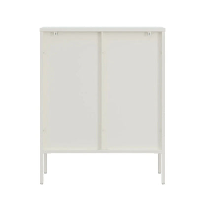 Addison Warm White Metal and Fluted Glass Door Cabinet