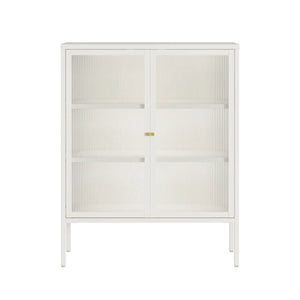 Addison Warm White Metal and Fluted Glass Door Cabinet