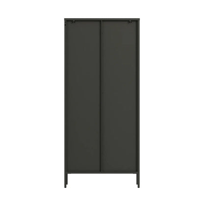 Addison Black Metal and Fluted Glass Door Tall Cabinet
