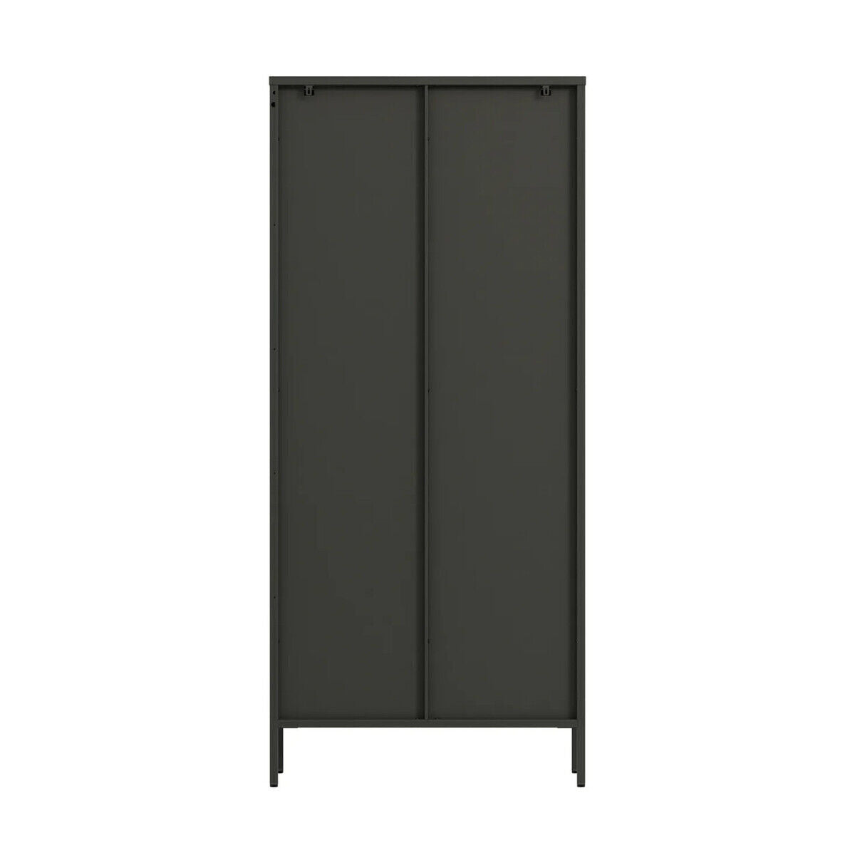 Addison Black Metal Tall Cabinet with Fluted Glass Doors