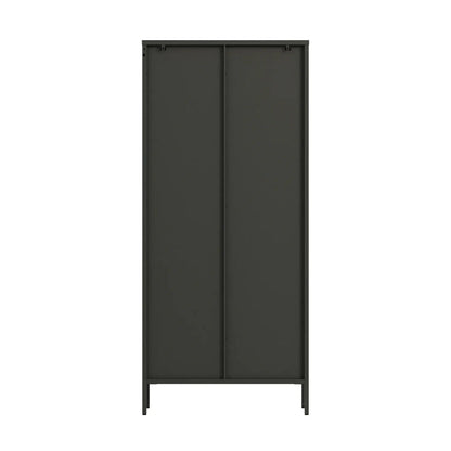 Addison Black Metal Tall Cabinet with Fluted Glass Doors