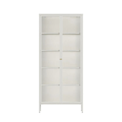 Addison Warm White Metal Fluted Glass Door Tall Cabinet