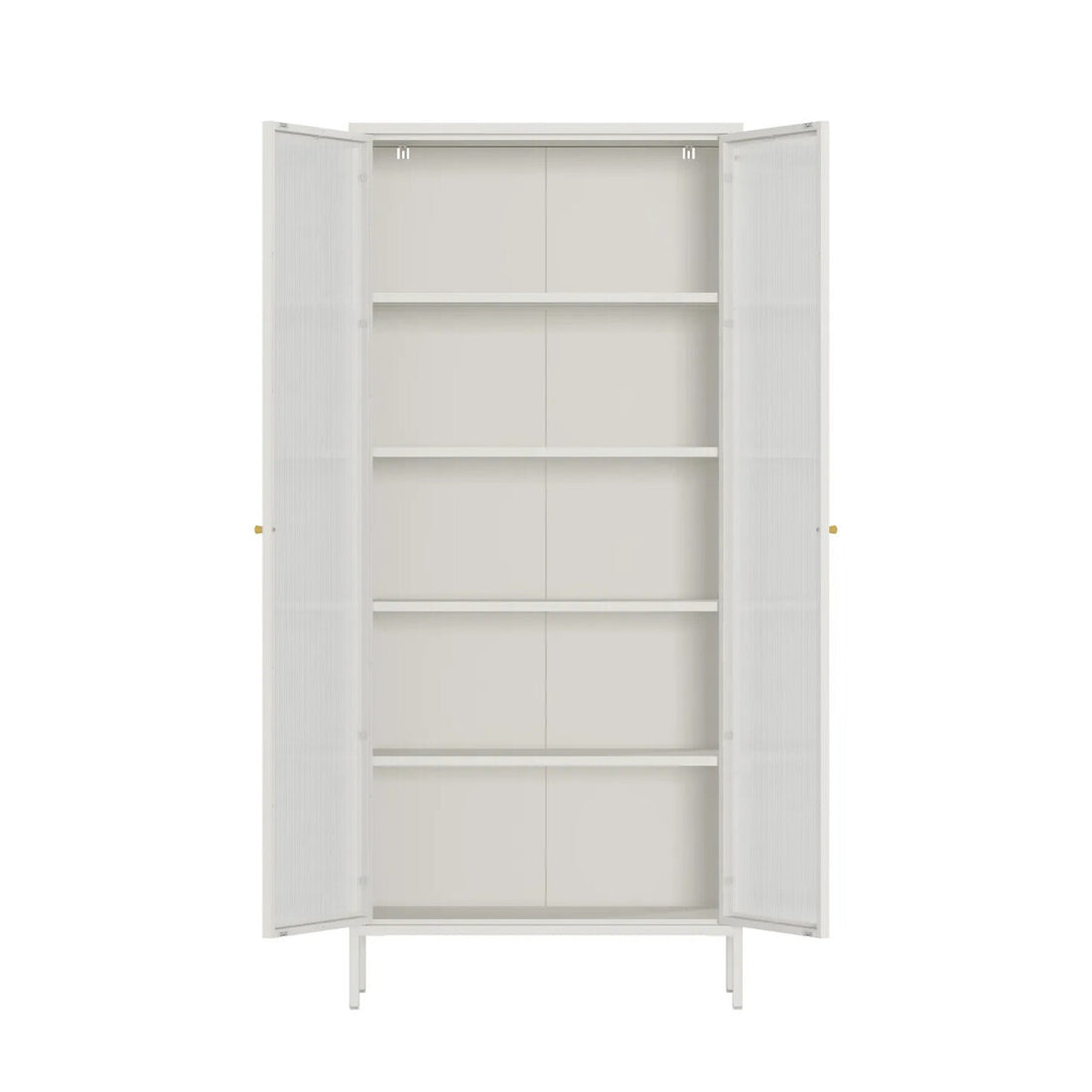 Addison Warm White Metal Fluted Glass Door Tall Cabinet