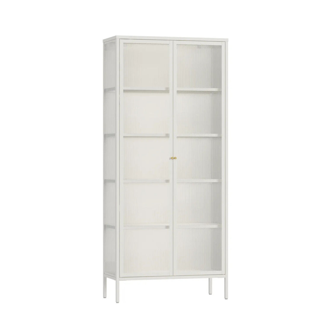 Addison Warm White Metal Fluted Glass Door Tall Cabinet