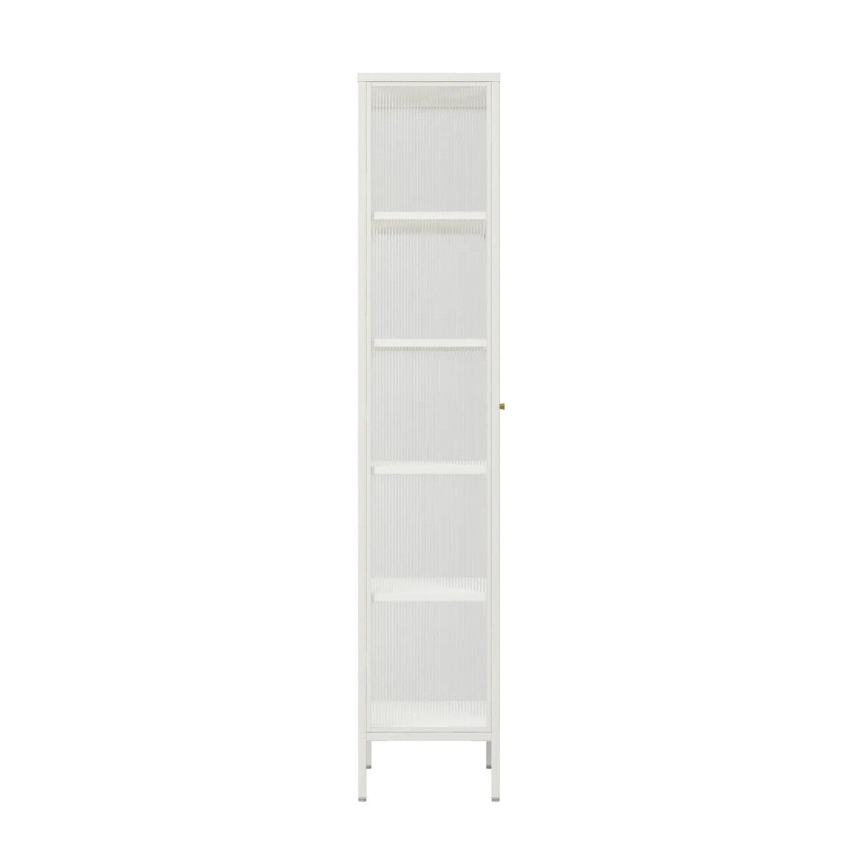 Addison Warm White Metal Fluted Glass Door Tall Cabinet