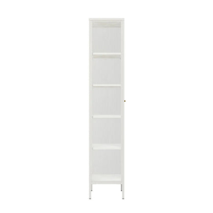 Addison Warm White Metal Fluted Glass Door Tall Cabinet