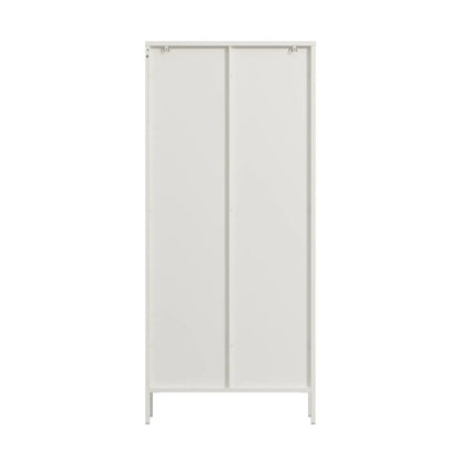 Addison Warm White Metal and Fluted Glass Door Tall Cabinet