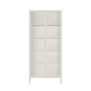 Addison Warm White Metal Fluted Glass Door Tall Cabinet