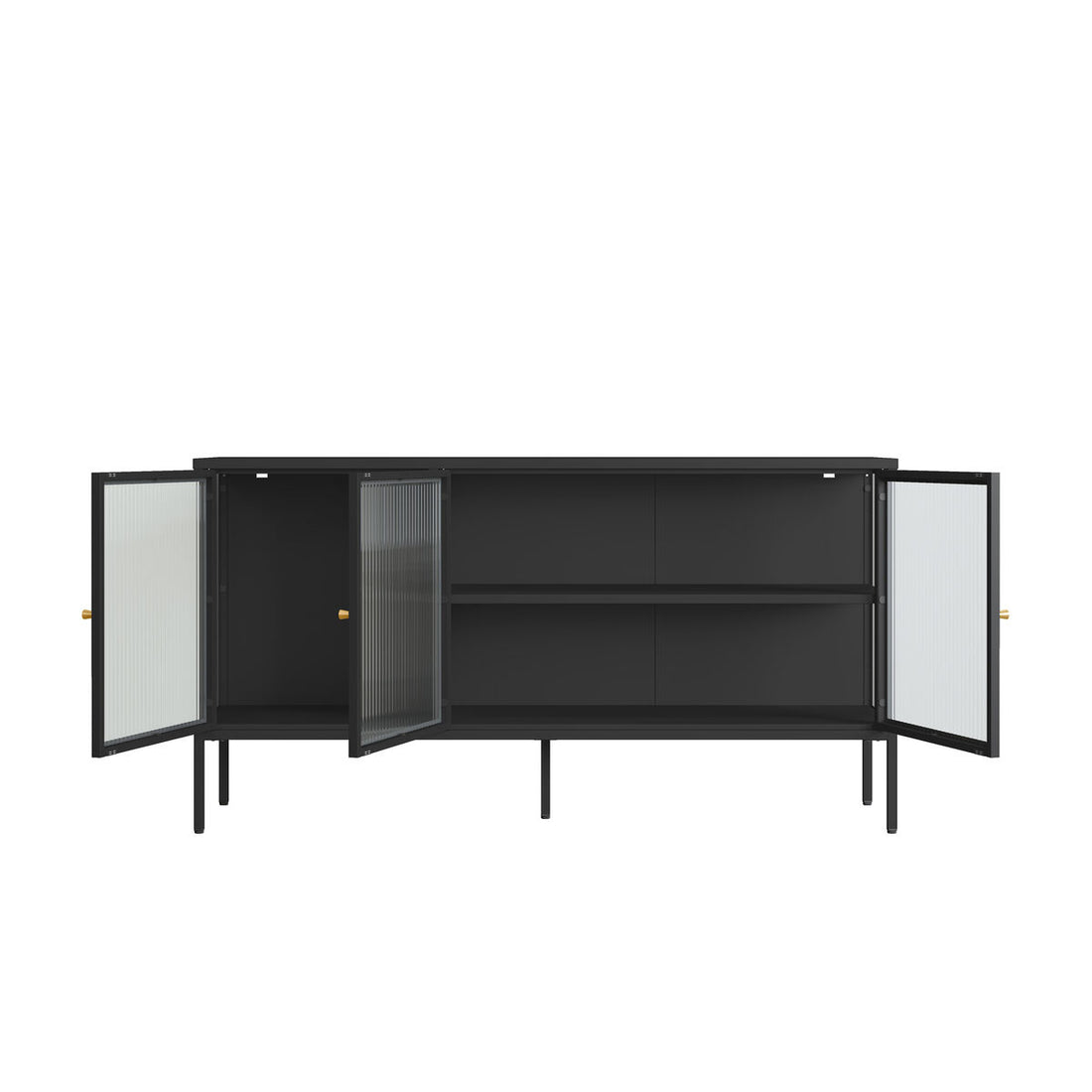 Addison Black Metal Fluted Glass Door Sideboard