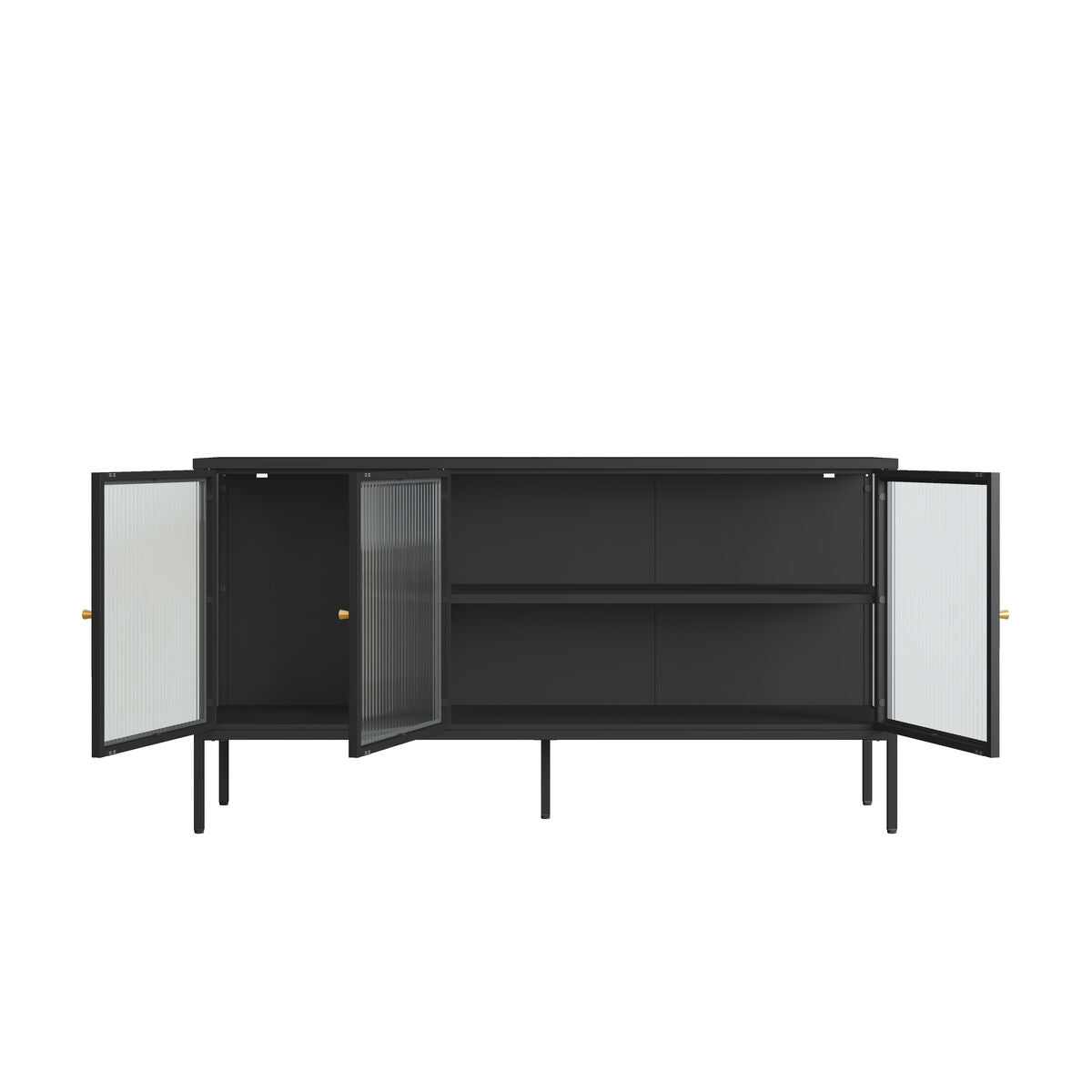 Addison Black Metal and Fluted Glass Door Sideboard