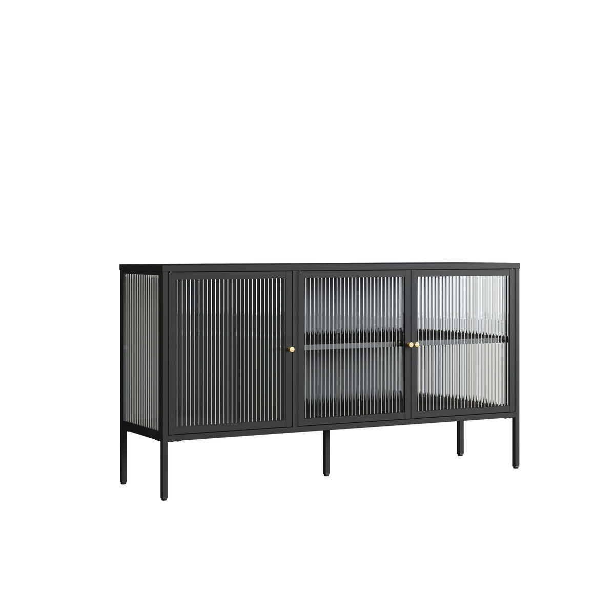 Addison Black Metal and Fluted Glass Door Sideboard