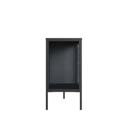 Addison Black Metal and Fluted Glass Door Sideboard