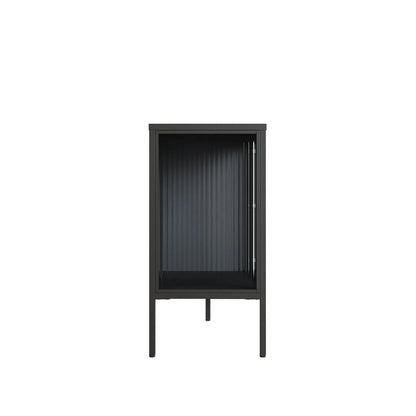 Addison Black Metal and Fluted Glass Door Sideboard