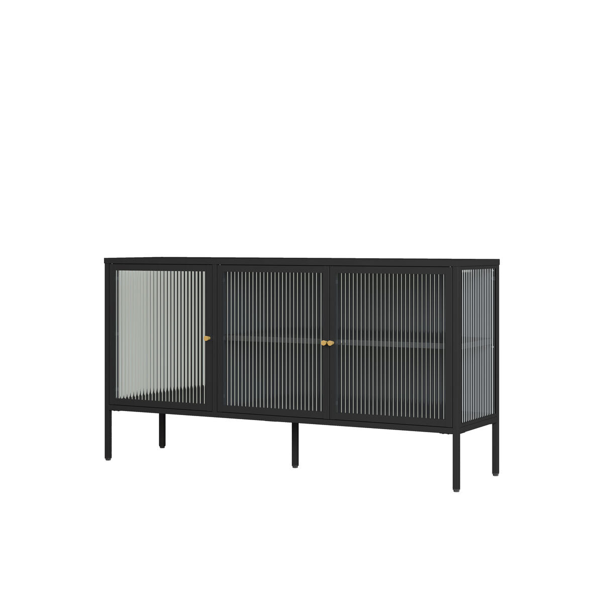 Addison Black Metal and Fluted Glass Door Sideboard