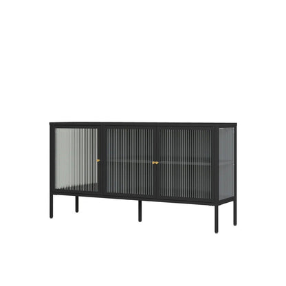 Addison Black Metal and Fluted Glass Door Sideboard
