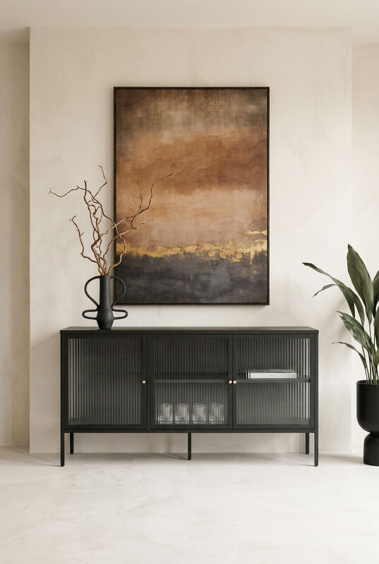Addison Black Metal and Fluted Glass Door Sideboard